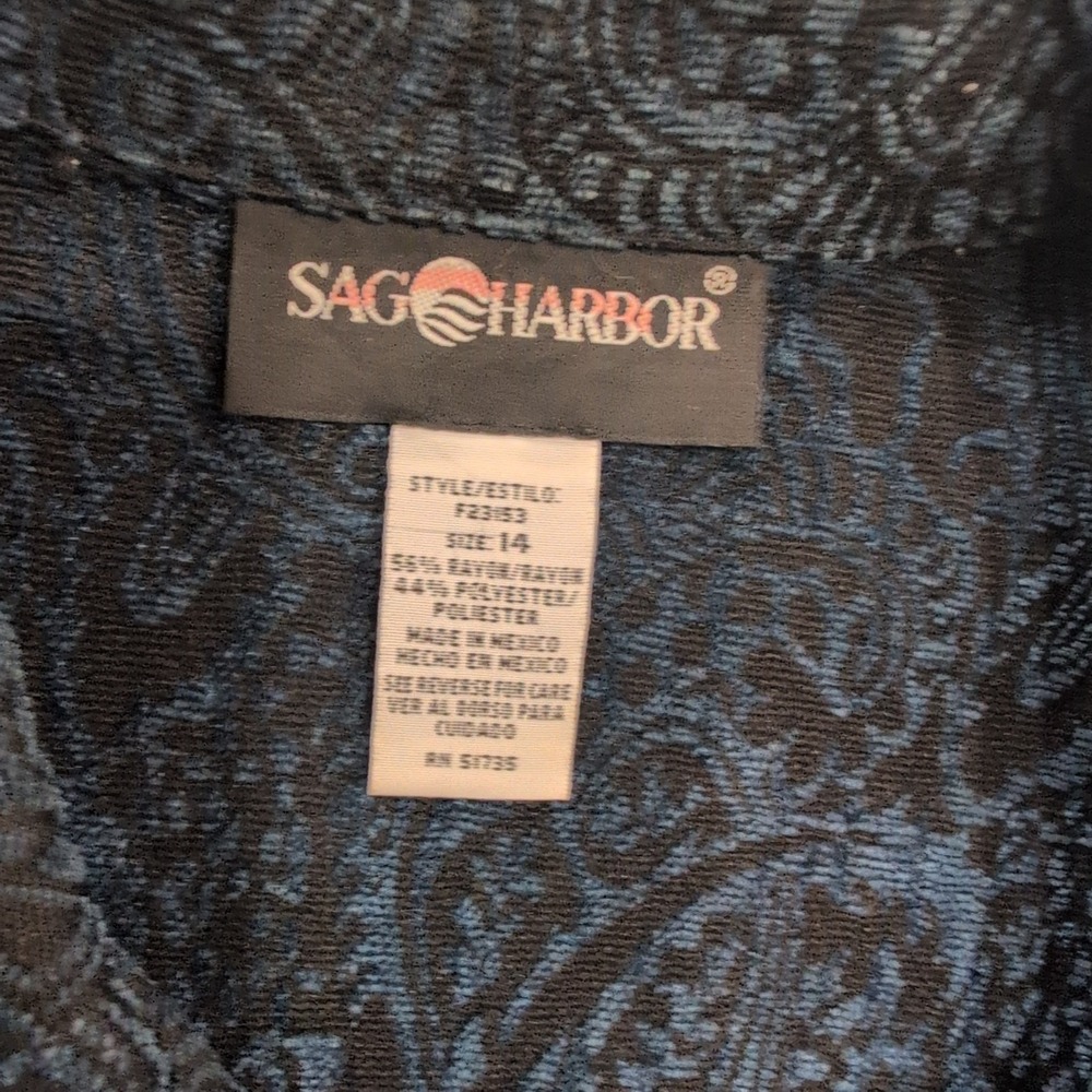 Sag Harbor Women Paisley Print Button Down Collared Blouse Size 14 - Picture 3 of 4